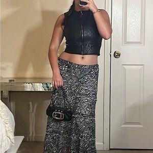 Vintage Skirt - Black & White Animal Print